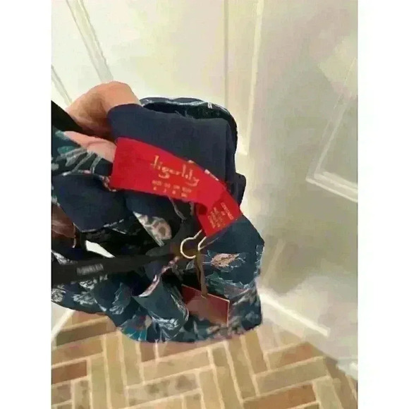 Tigerlily Navy Boho Print Halter Silk Dress size 2 NWT - Picture 3 of 5